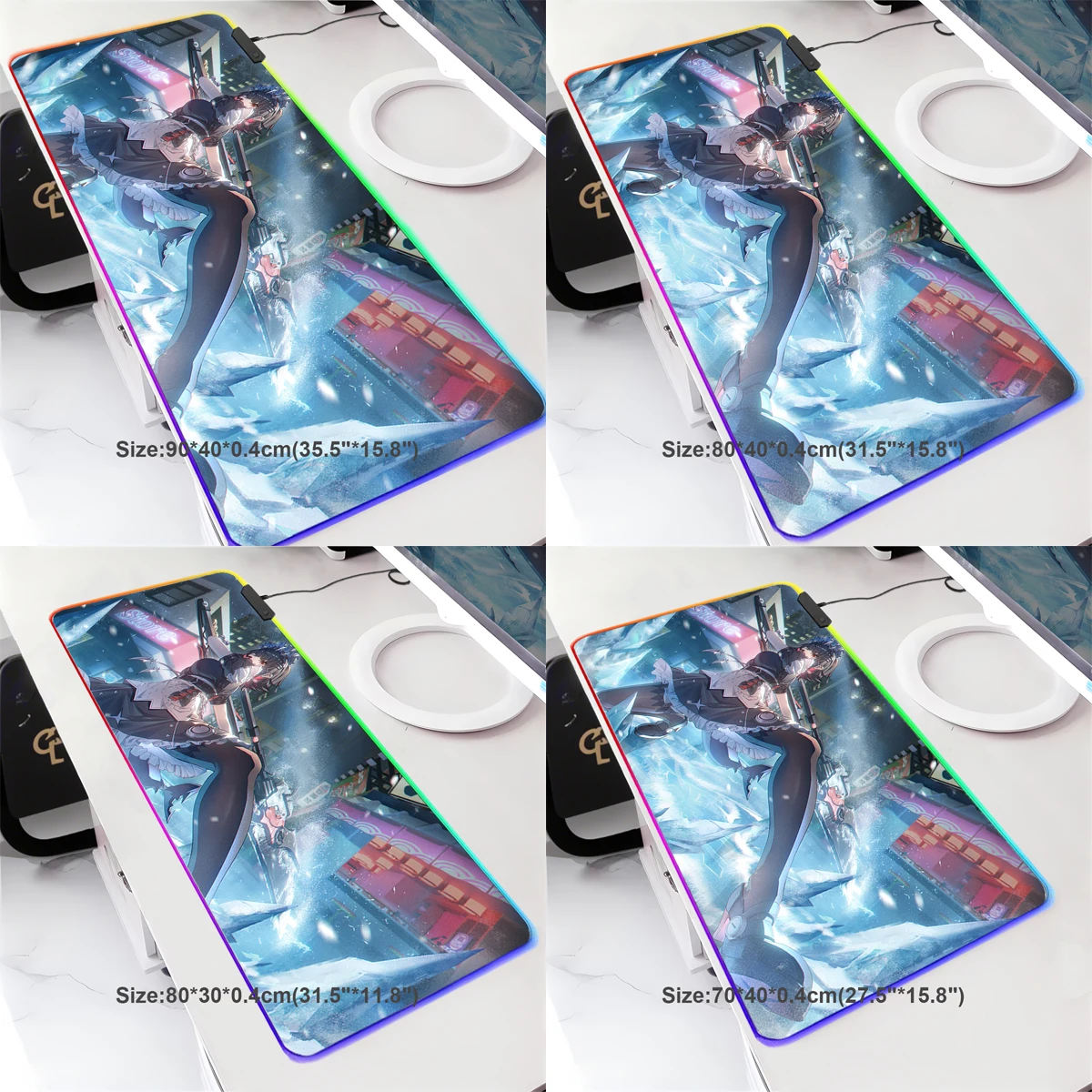 RGB LED Backlit Large Non-slip Mouse Pad Zenless Zone Zero Anime ACG Dec-24 New LED Mouse Pad Table Gaming Mat Desk Play Mat