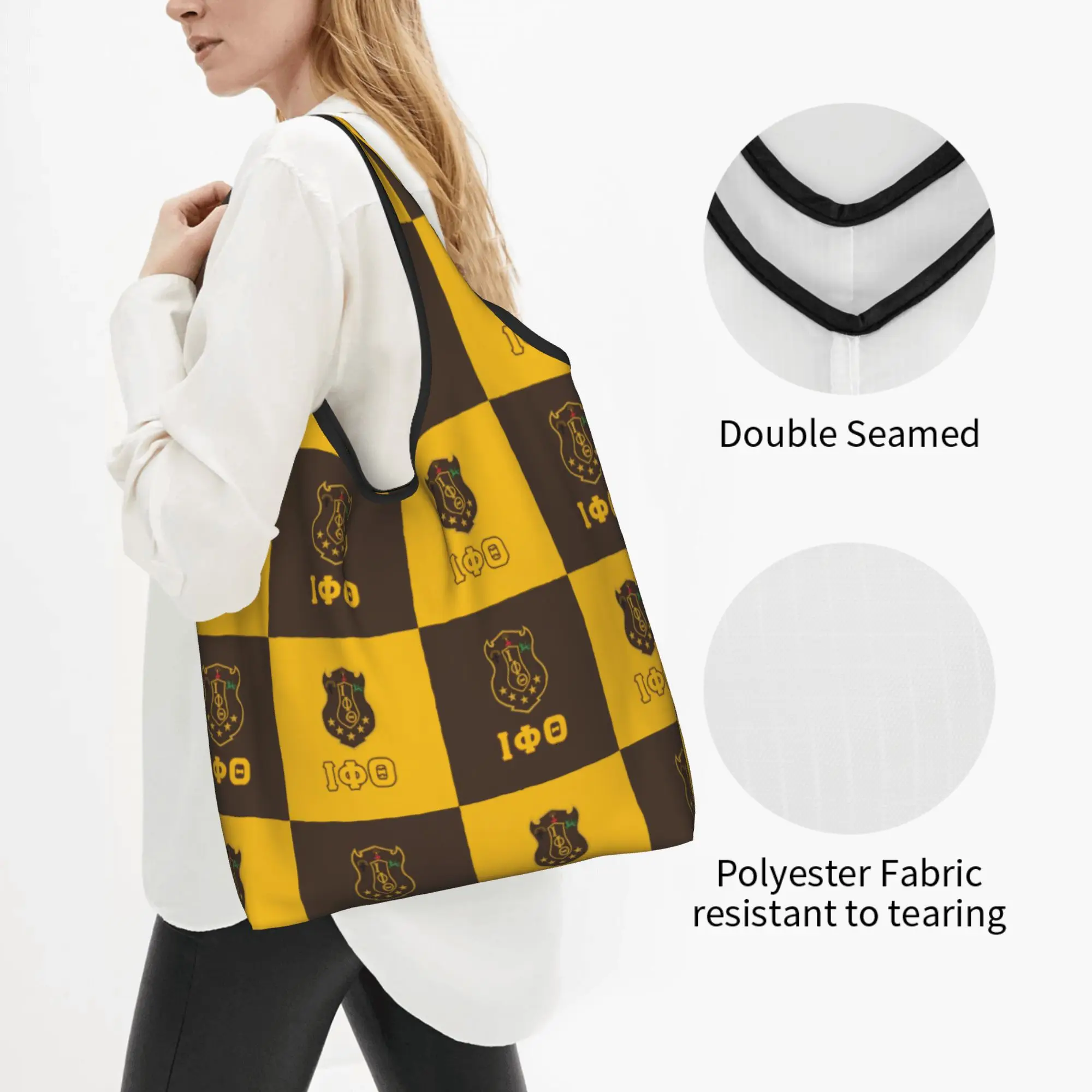 Checkered Plaid IPT African American Fraternity  Shopping Bag Fashion Shopper Shoulder Tote Bags 1963 Iota Phi Theta  Handbag