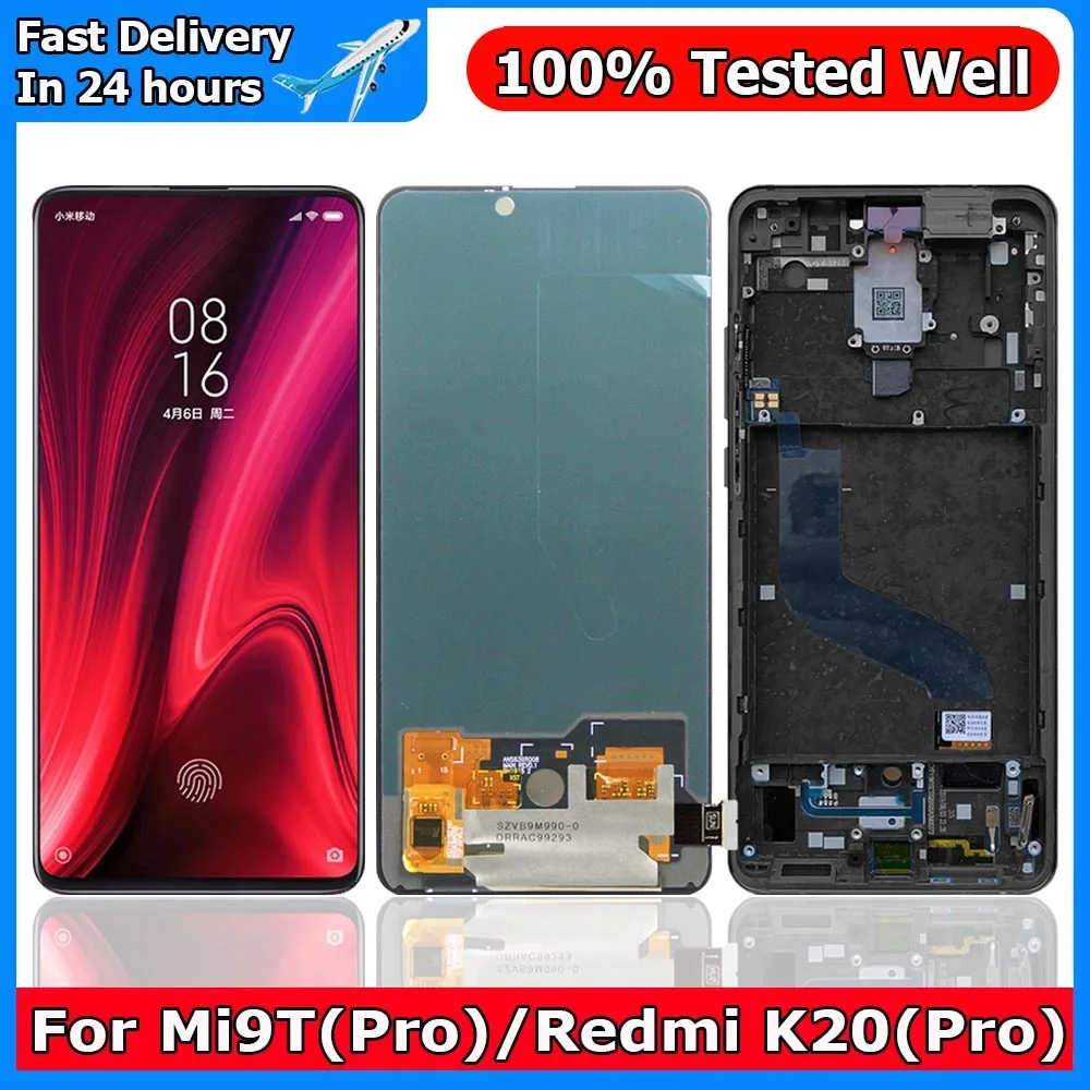 Super Amoled Screen For Redmi K20 Pro / K20 LCD Display Digital Touch Screen With Frame for Xiaomi Mi 9T Pro / Mi 9T Replacement