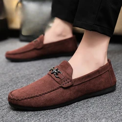 Men's Loafers Leather Suede Loafers Flat Moccasins Men Shoes High Quality Comfortable Breathable Slip on Shoes