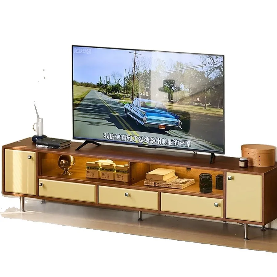 

Medieval solid wood glass living room floor-to-ceiling household small apartment storage storage cabinet, simple Bauhaus