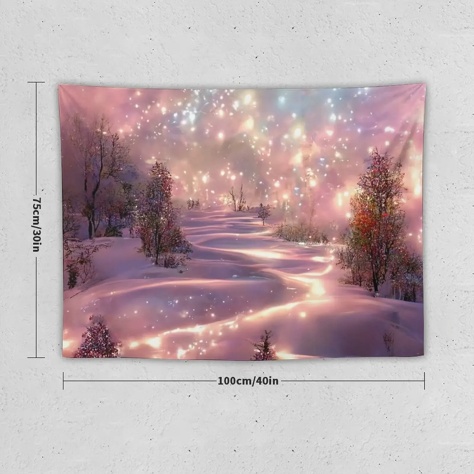 Fairytale Christmas Gift Auora Borealis Room Decor Pastel Winterscape Abstract Art Print Tapestry Bed Room Decoration Tapestry