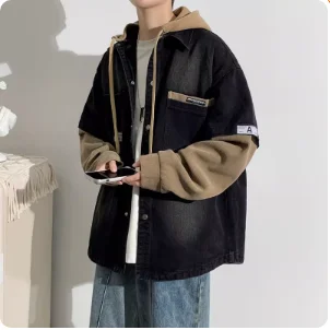 

Faionable Urban Denim Jaet for Men Autumn Winter Sle Youthful Freman High School Student Jaet Outerwear Long Sve