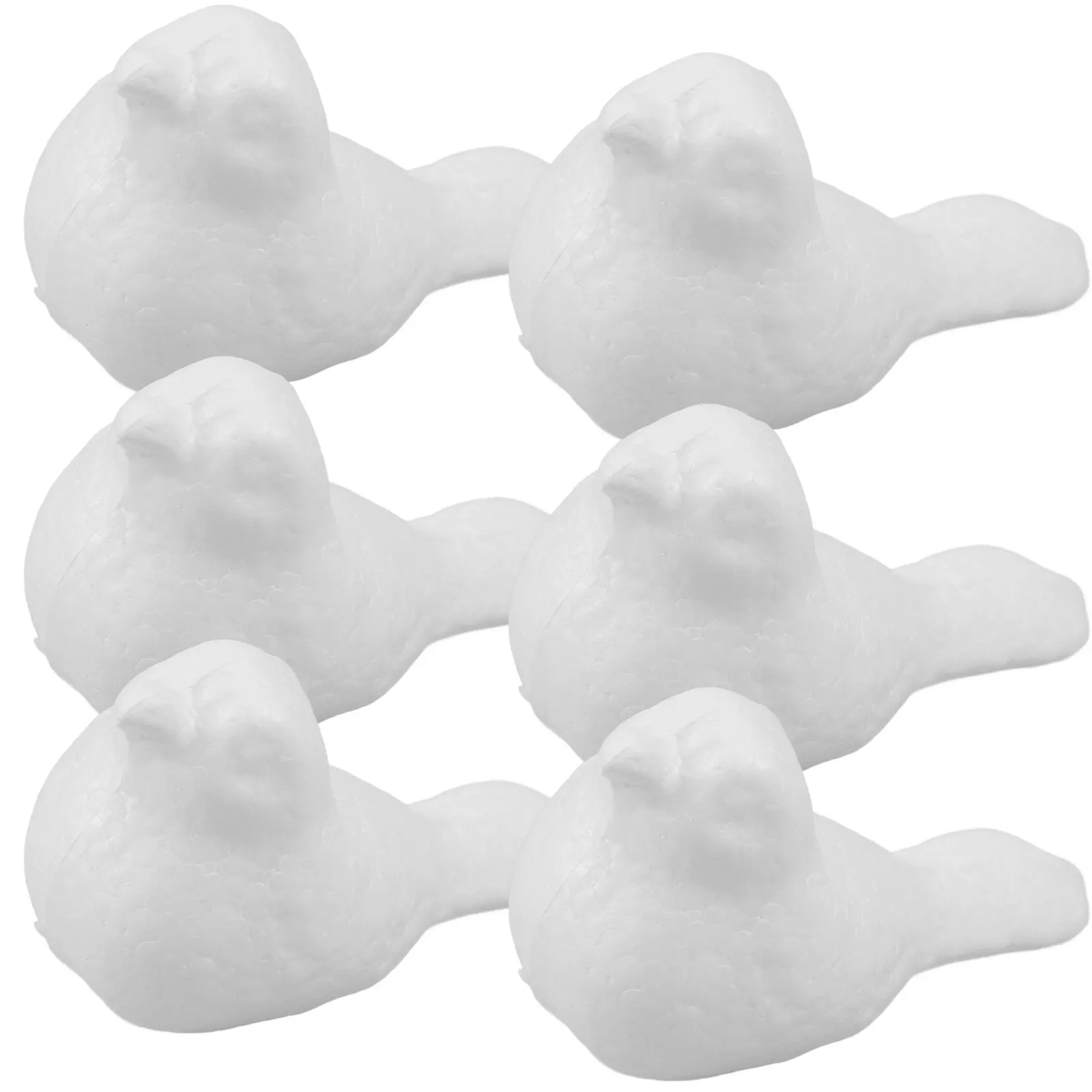 6 uds. De artesanías de espuma en forma de pájaro, accesorios de decoración DIY sin terminar blancos para niños, adornos navideños ligeros y duraderos