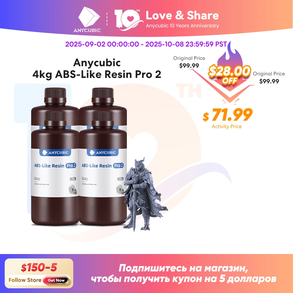 

наличии Новинка 2 шт./партия ANYCUBIC ABS как + УФ отверждение 405 нм стандартная Фотополимерная смола ABS 3D Смола высокая точность для ЖК-дисплея