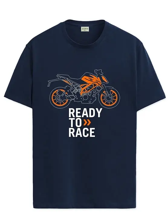

2026 Men's KTM Theme Ready To Race Print T-Shirt, Summer Pure Cotton Loose Fit Casual Sports Short Sleeve