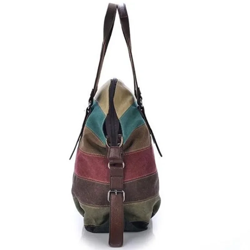 Bolsa de lona listrada para mulheres, bolsa de ombro arco-íris, casual crossbody, moda feminina, venda quente, nova, 2022