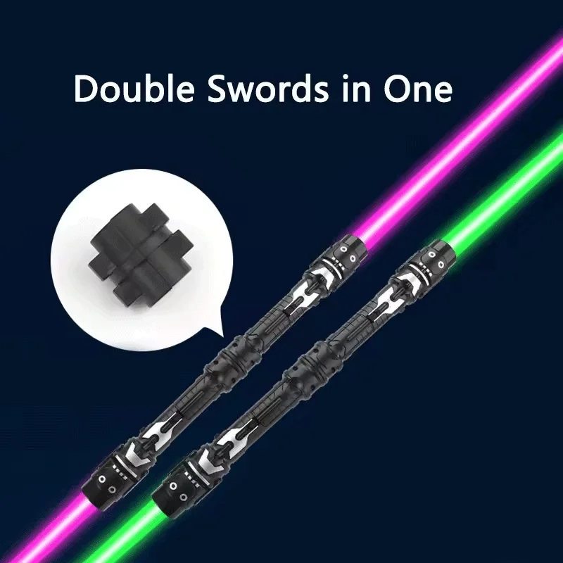Kinder-Laserschwert, einziehbares Lichtschwert, rot und blau, Doppelschwert, Rave-Transformation, Kinder-Cosplay-Junge, cooles blinkendes Spielzeug