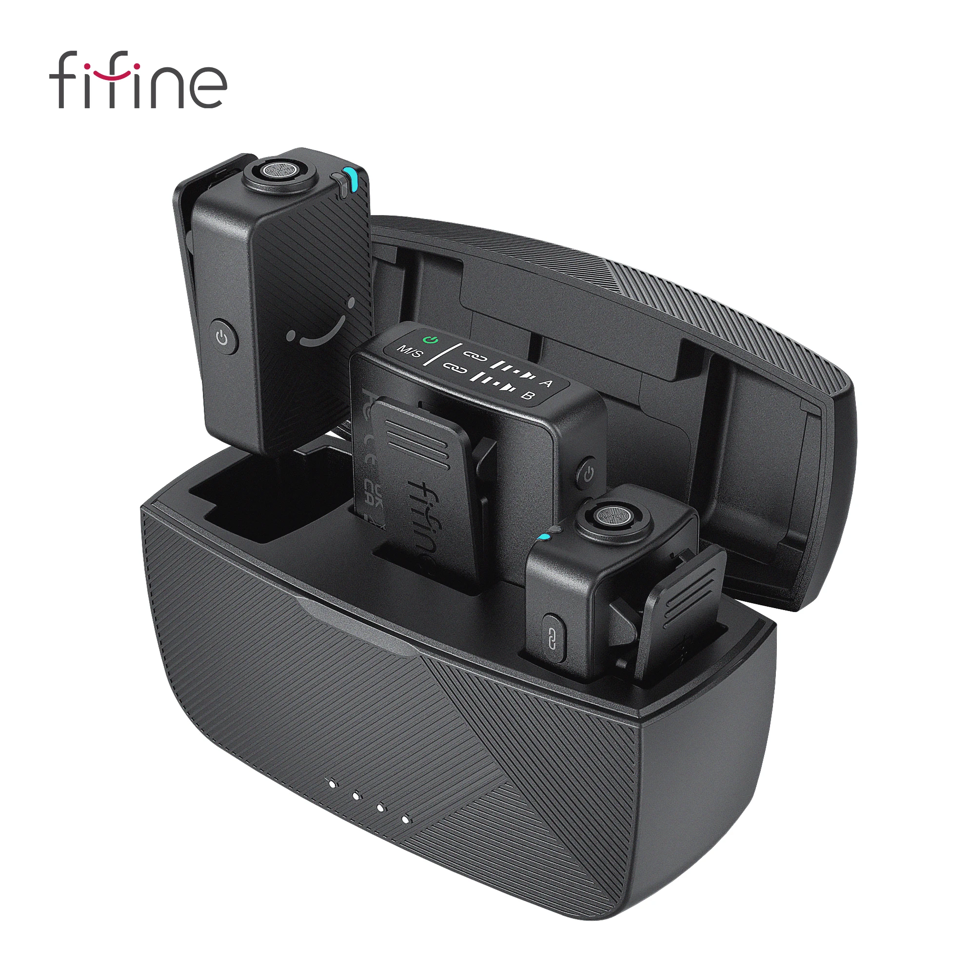 FIFINE M9 2.4GHz Wireless Lavalier Microphone for Phone＆Camera,Dual Mic for Vlog/Video/YouTube/TikTok/Interview,30H Worktime