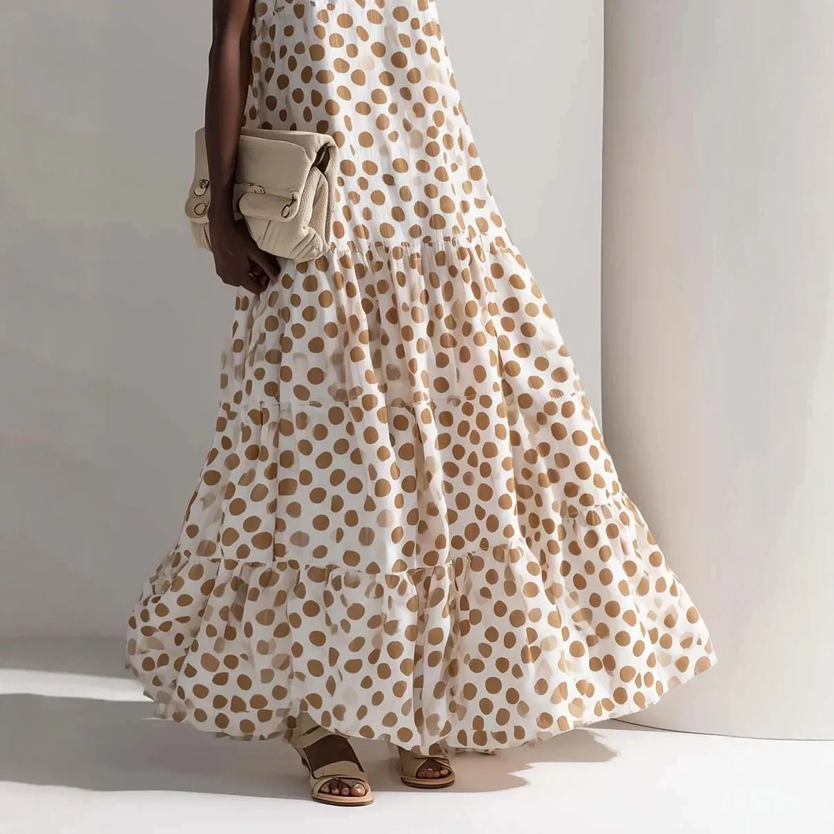 2026 Spring New European and American Women's Clothing Loose All-Match Waist Trimming Ruffles Elegant Dress