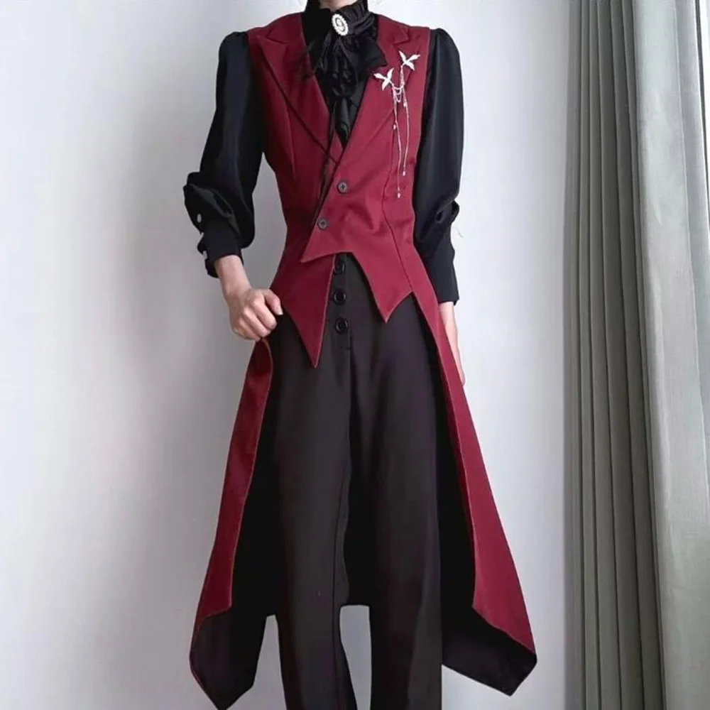 2026 Winter Men’s Solid-Color Long-Length Vest Jacket American Vintage Fashion Trend High Street Casual Loose Simple Men’s Tops
