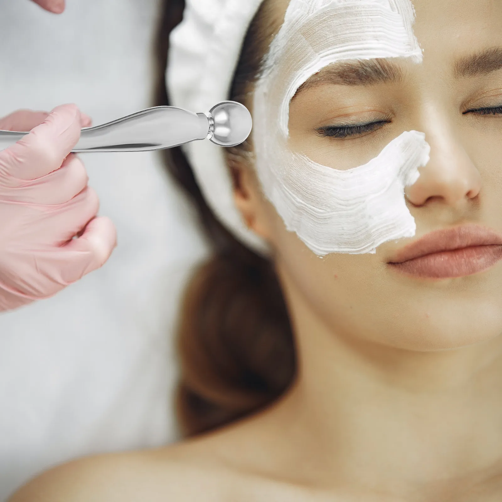 

1Pcs Eye Cream Massage Stick with Metal Spoon End Zinc Alloy Microcirculation Booster Reduces Wrinkles Edema Face Mask Scoop