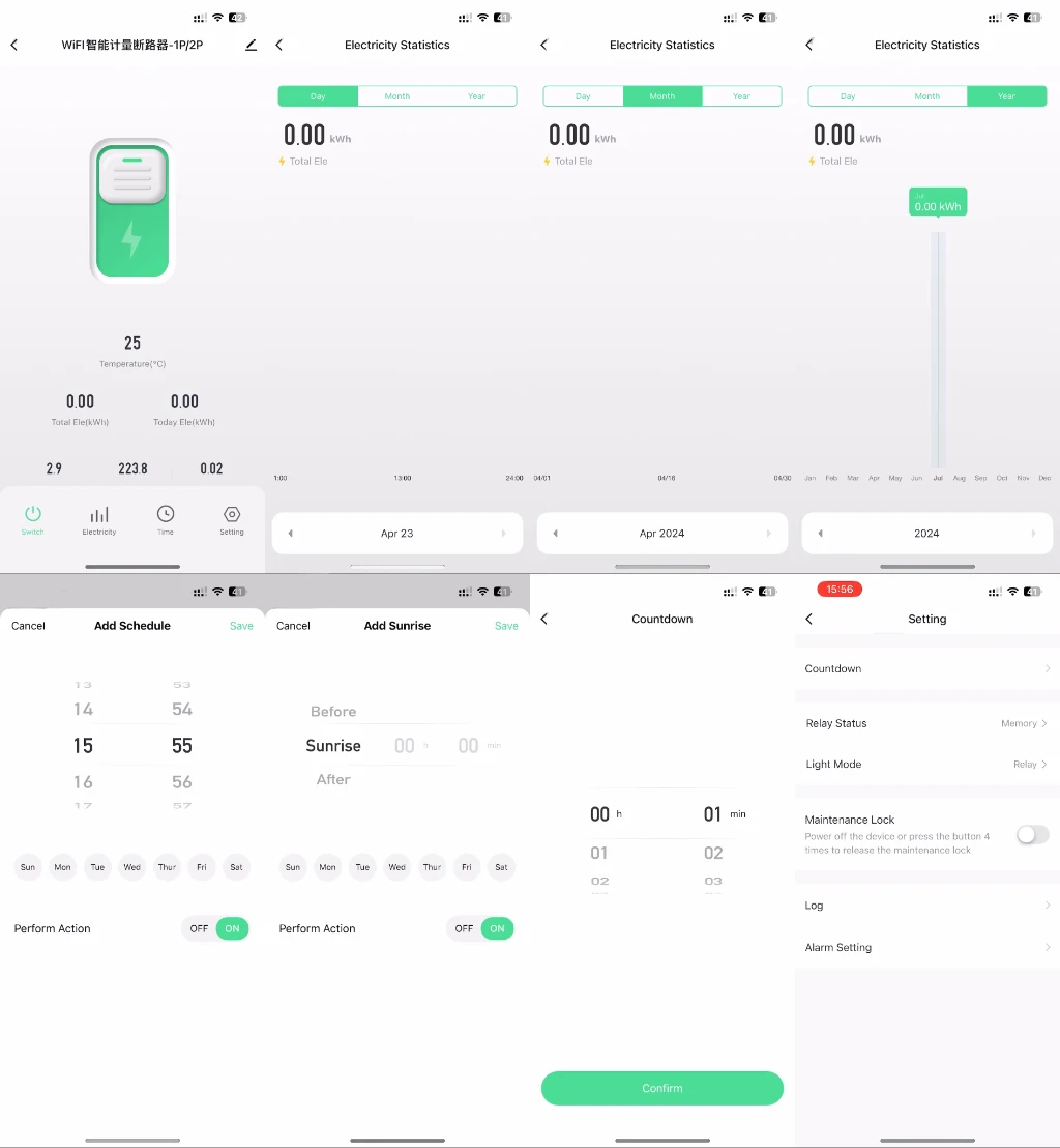 1P 2P TUYA APP Zigbee WIFI Smart Energy Consumo energetico kWh Meter Interruttore automatico Relè temporale Interruttore Protezione tensione perdite