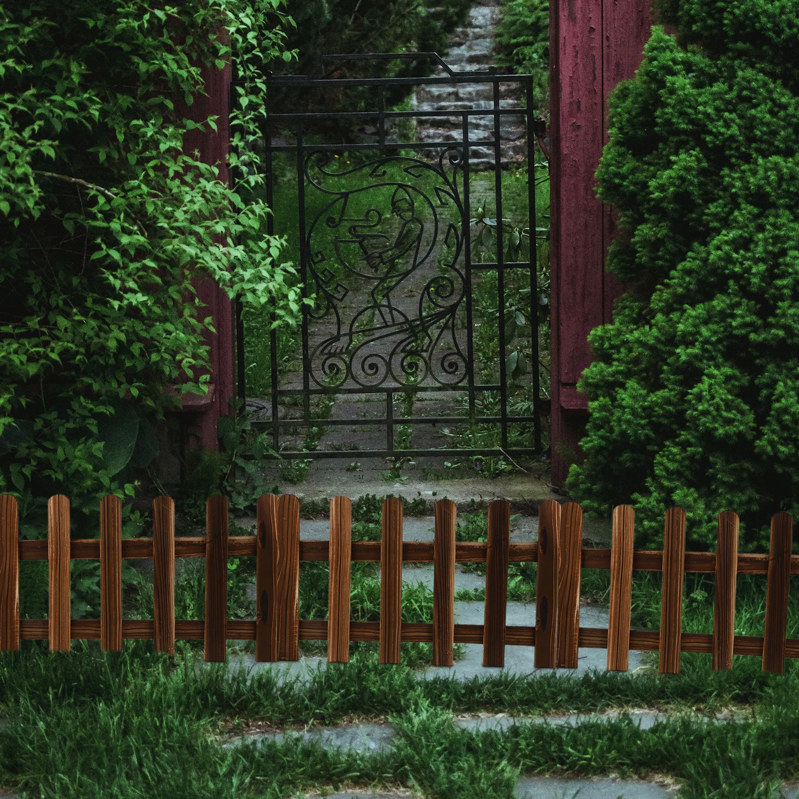 

2Pcs Wood Fence for Garden Outdoor Decorative Fence Sturdy Reusable Landscape Divider Ideal Courtyard Balcony Kindergarten