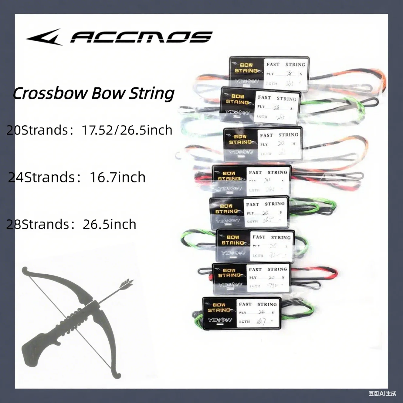 

Bowstring for crossbows 16.7/17.52/26.5 inches Archery Bowstring 20/24/28 strands used as replacement bowstring for crossbows.