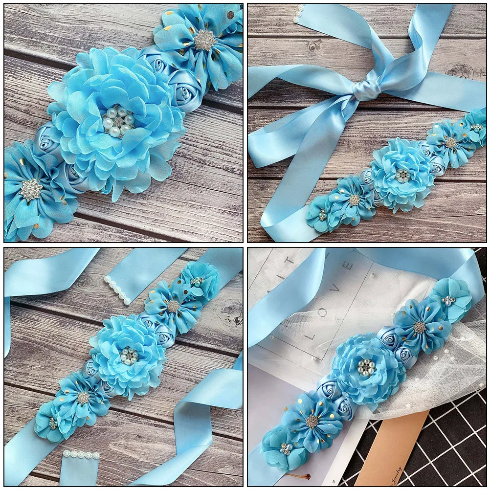 

Rose Flower Pearl Decorative Elastic Belt for Women Dress Waistb Accessories Party Wedding Performance Birthday