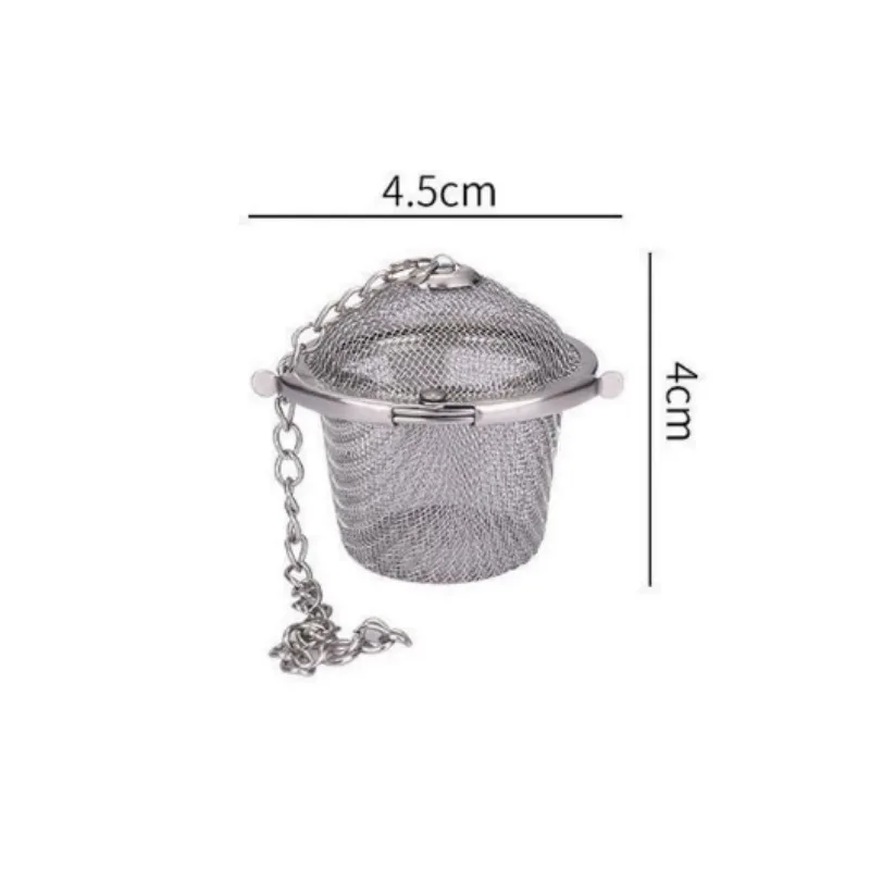 1PC ​Stainless Steel Fine Mesh Tea Spice Strainer Locking Lid Durable Chain Reusable Filter Ball for Teapot Kettle Pot Brewing