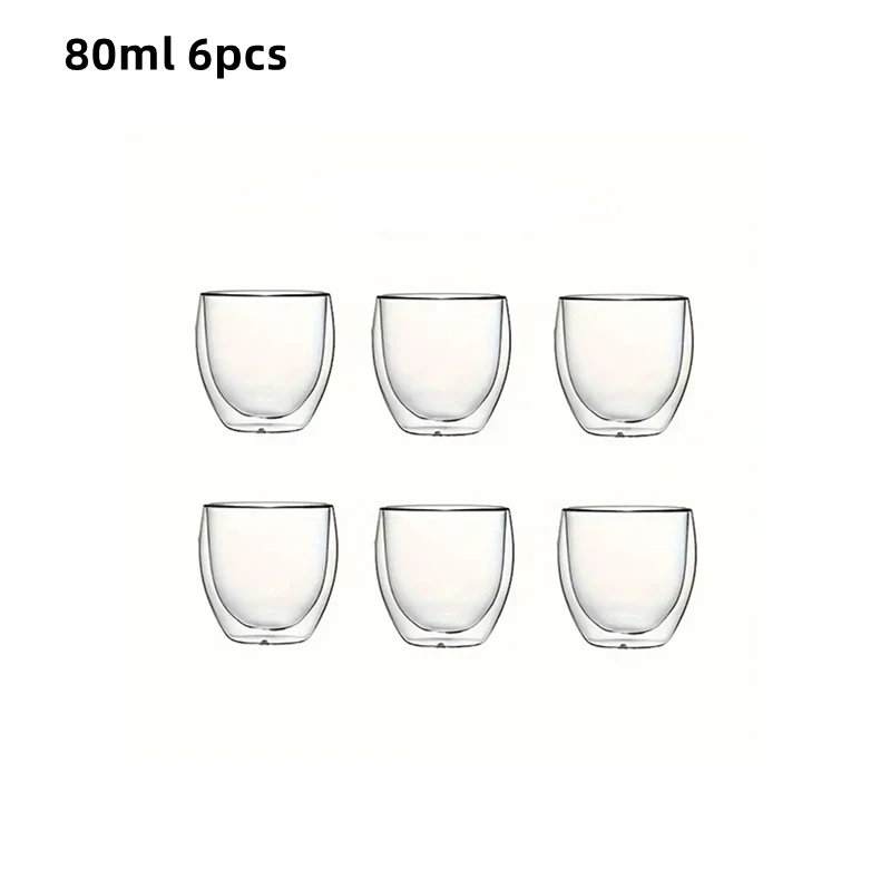 80/250/450 ml doppelwandige isolierte Espressotassen aus klarem Glas, perfekt für den Einsatz in Tee, Kaffee, Latte, Cafés, Milch und Restaurants