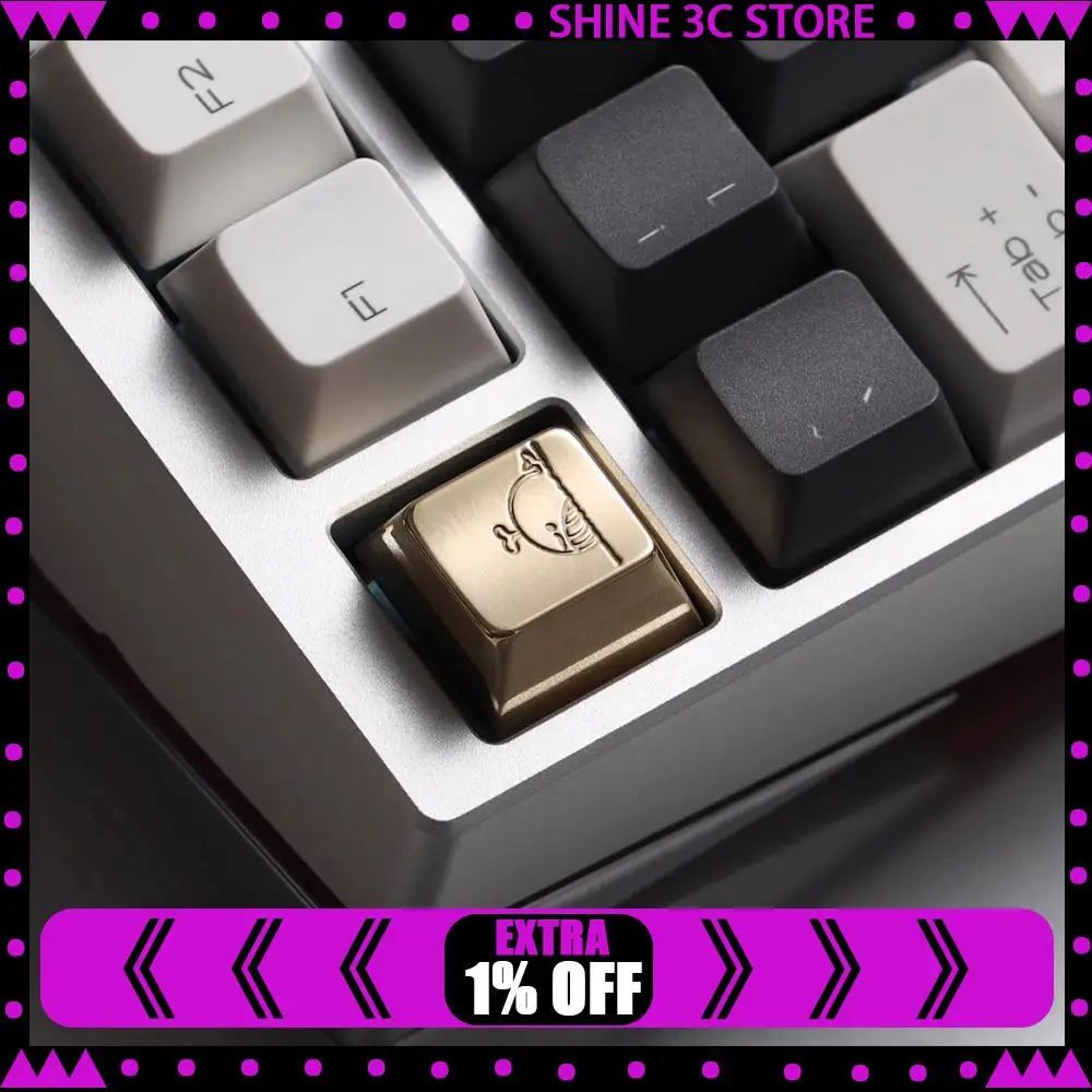 

Колпачки для клавиш Cute Whale/pig Artisan 1U Kawaii, латунные зеркала, колпачки для клавиш из алюминиевого сплава с ЧПУ с вишневым профилем для механической клавиатуры, подарки