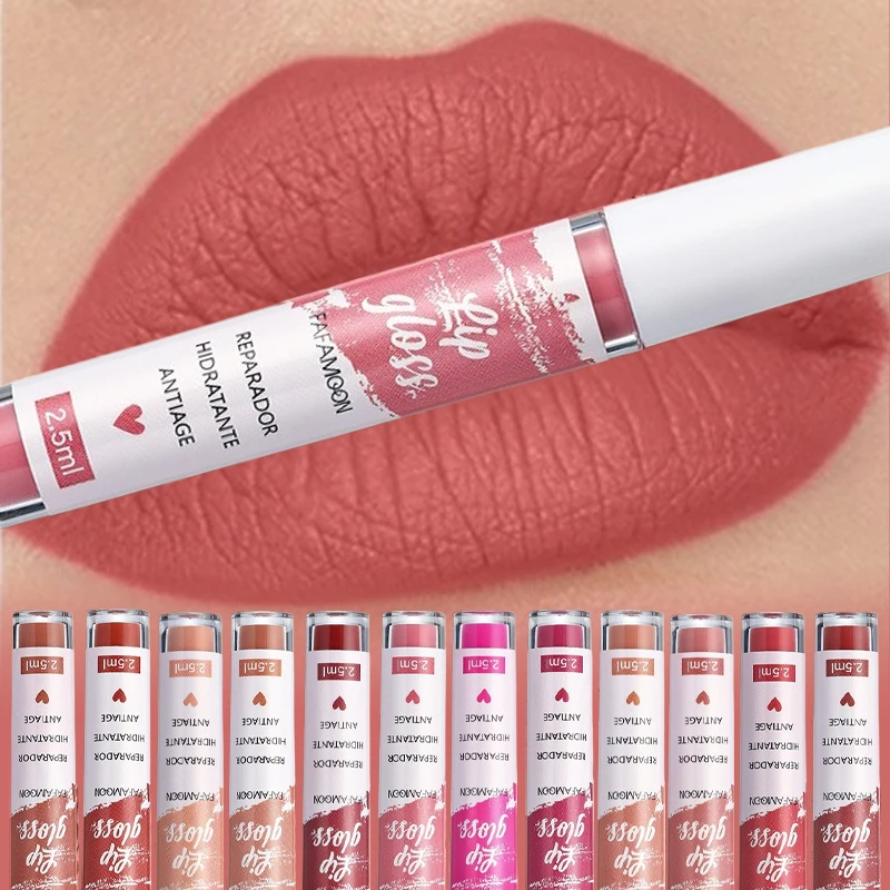 Rosaroter, mattierter, flüssiger Lippenstift, wasserfest, langlebig, feuchtigkeitsspendend, langlebiger Lippenstift, nicht klebender Lipgloss, koreanisches Make-up – Detail 3