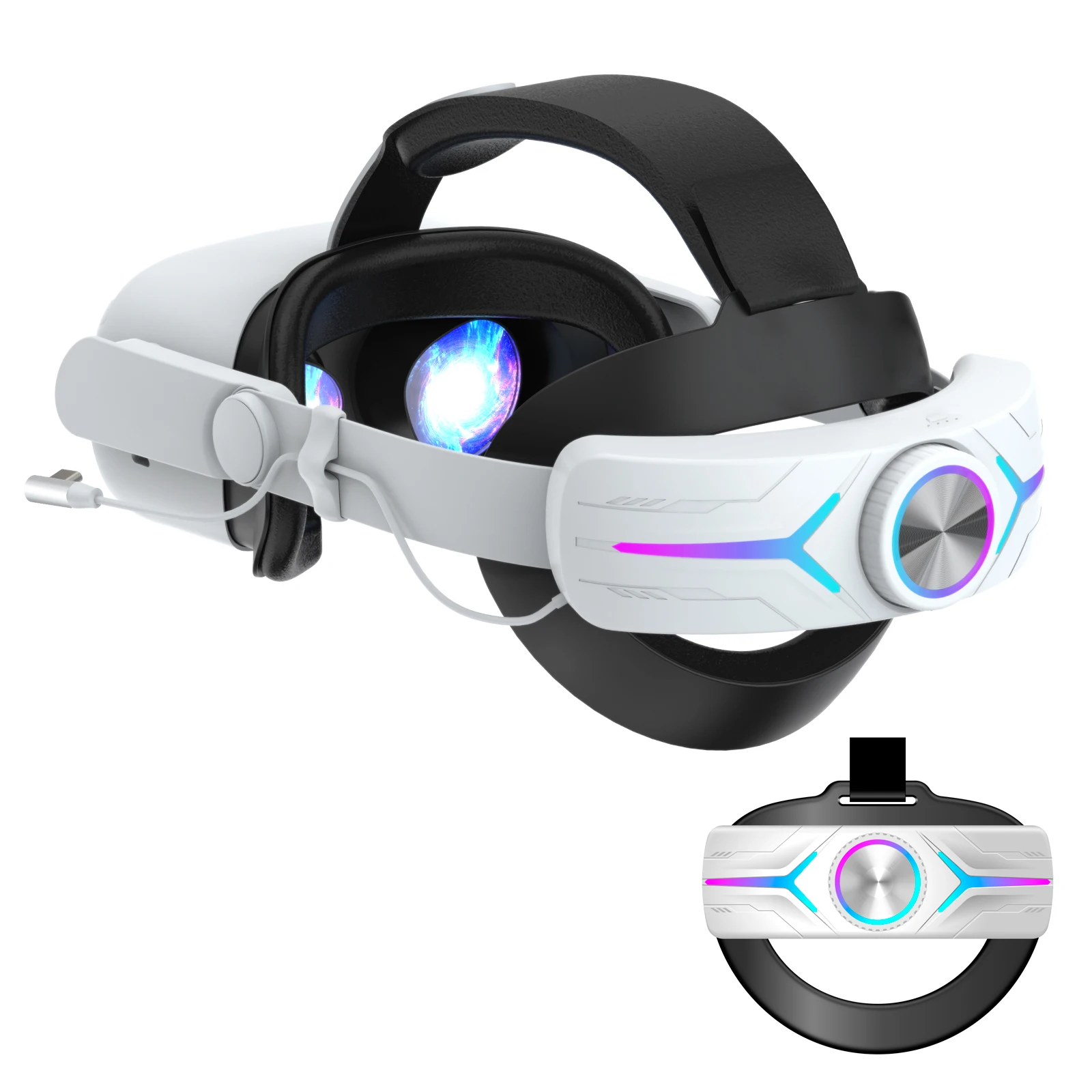 For Meta/Oculus Quest 2 Head Strap RGB Electric Exactly Model Adjustable Head Strap Charged 8000 MAh VR Accessories