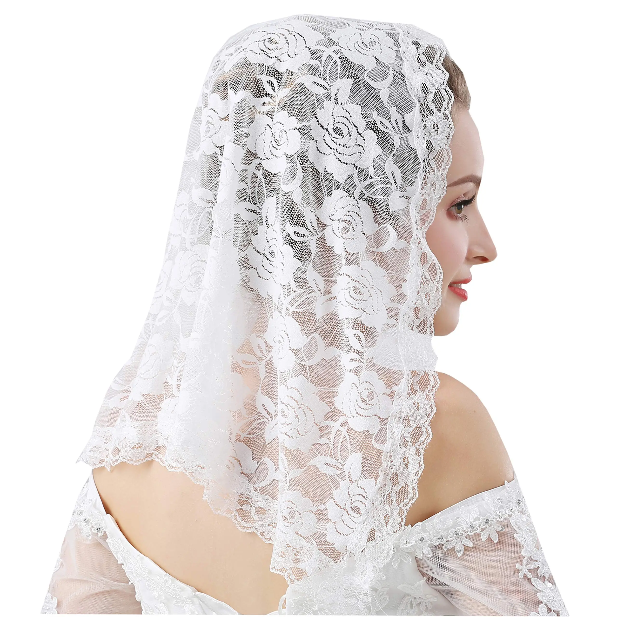 Lace Mantilla Veil Soft and comfortable Spanish Style Rose Lace Veil Head Covering 2025