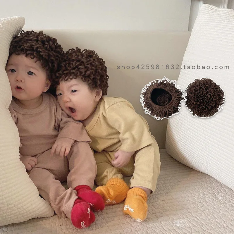 Baby Hat Autumn and Winter Funny Personality Cute Super Cute Hair Yarn Male and Female Children 0-4 Years Old Wig Hat