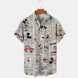 3D Printing Disney Mickey Mouse Floral Temperament Men's Shirt Hawaiian Style Summer Fashion Street Trend Retro Boutique Top