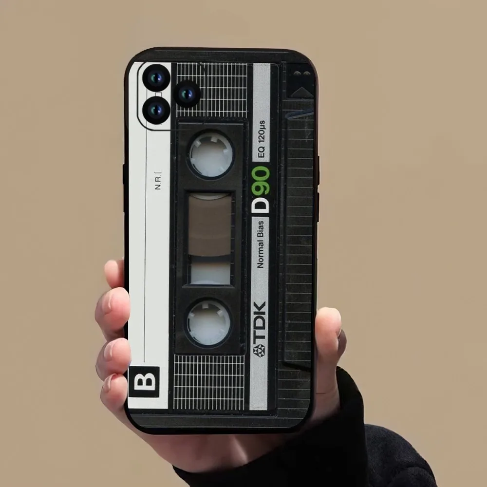 Vintage kaseta magnetyczna kaseta audio etui na telefon iPhone 11 12 13 14 15 Mini Pro XS Max X S Plus XR Shell