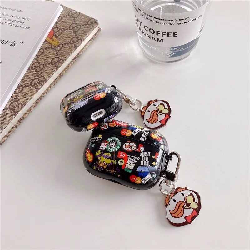 2021 애플 에어팟 3 세대 만화 조류 브랜드 라벨 이어폰 케이스, 키체인 이어폰 쉘 포함, 1, 2 프로용, 신제품