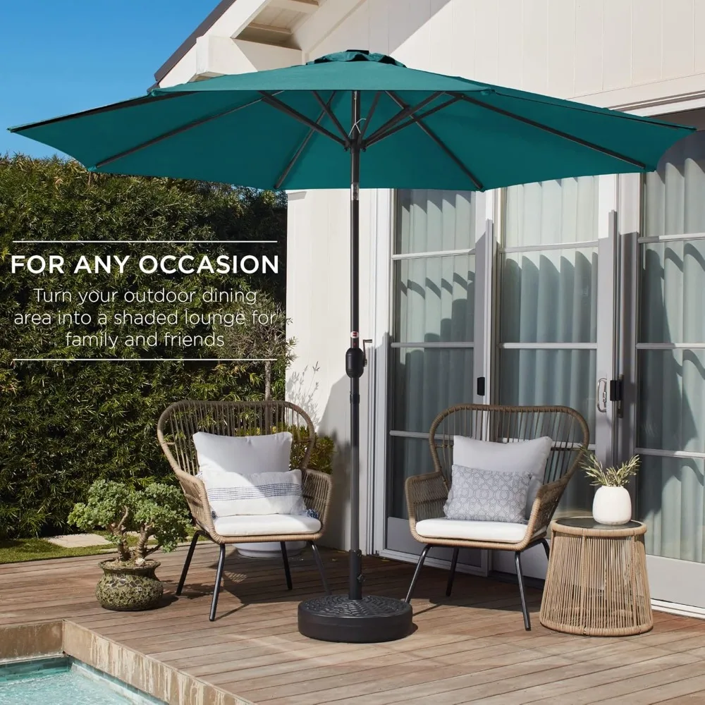 10ft Outdoor Steel Polyester Market Patio Umbrella w/Crank, Easy Push Button, Tilt, Table Compatible