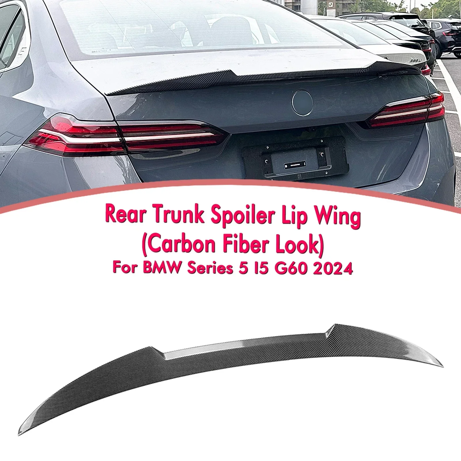 

New！ M4 Style Rear Trunk Lid Spoiler Wing For BMW 5 Series I5 G60 525i 530i M60 2024+ Carbon Fiber Look/Gloss Black Tail Splitte