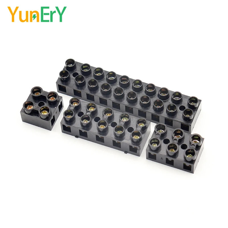 Wiring Connector JX5 Terminal Block 2/3/5/10 Holes 500V 10A 20A 60A Screw Docking Terminal Electrical Connector Brass 20-6 AWG