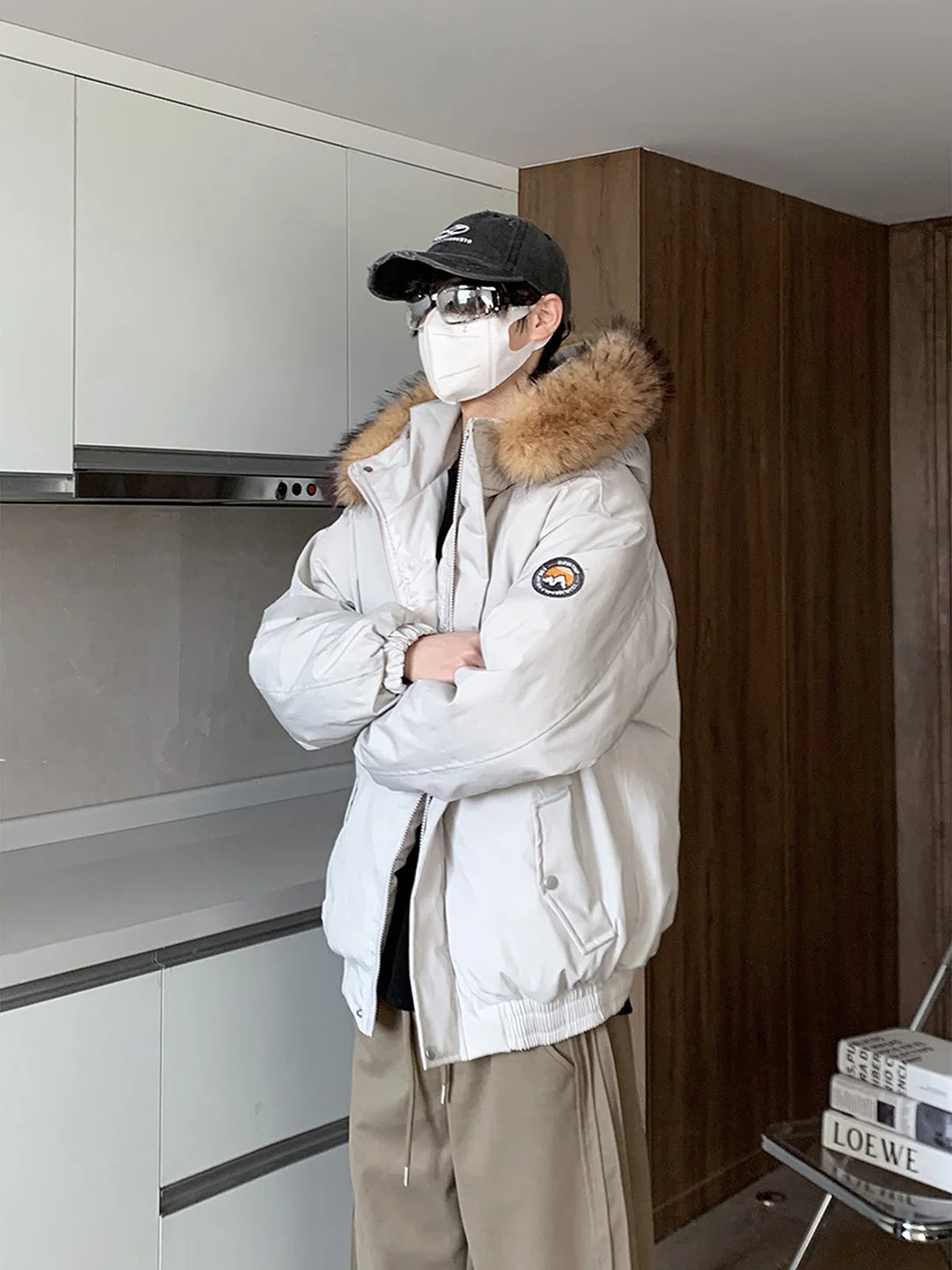 

American Sle Parka down Cotton Jaet Men's Trendy Brand High-End Feel Hooded Fur Collar Cotton Clothes Winter Thi Warmth...