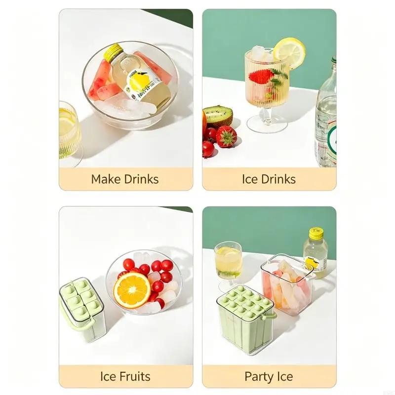 Ice Cubes Tray Long Ice Silicone Mold with Lid Rectangular Narrow Flexible Easy Releases for Juices Bottles