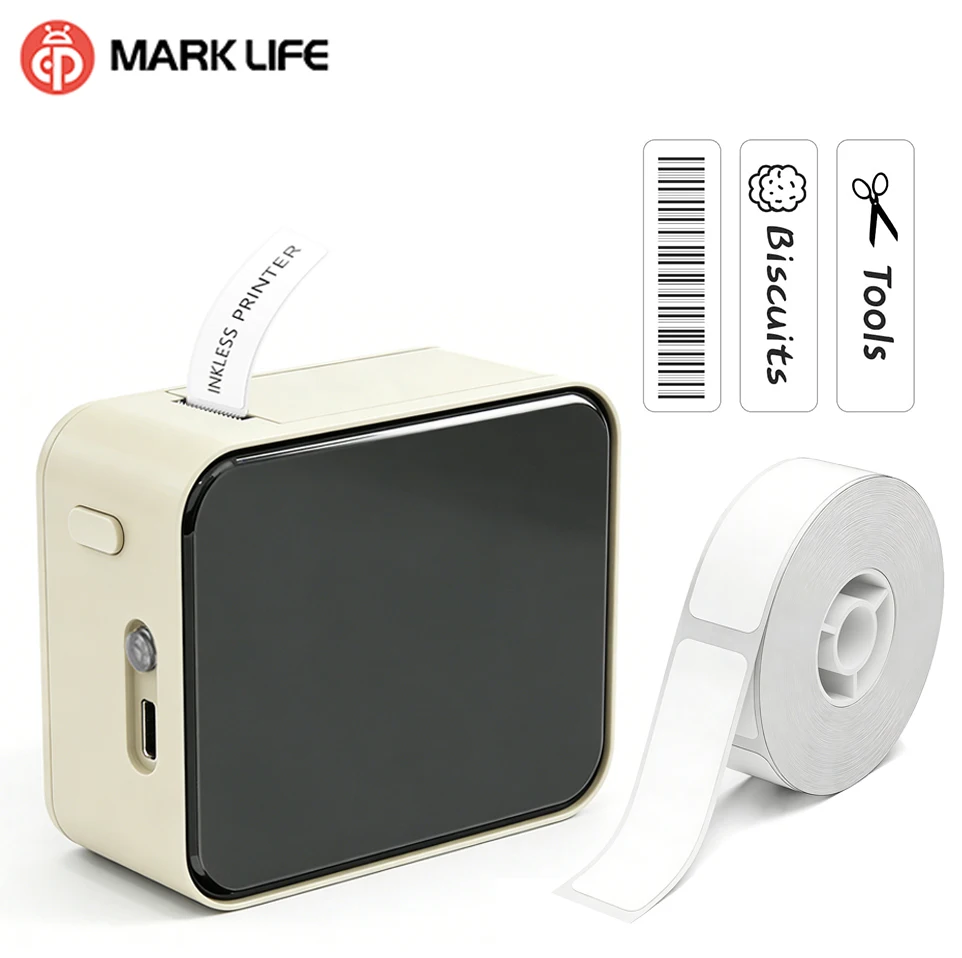 

Marklife P15 Mini Thermal Label Maker Wireless Portable Sticker Printer With White Label Tape For Home /Office/School Labeling