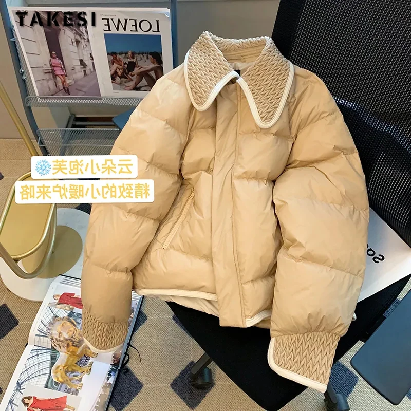 

2023 Autumn Winter Casual Basics Style Single Breasted Parkas Jacket For Women Office Lady Outerwear Patchwork Warm Coat