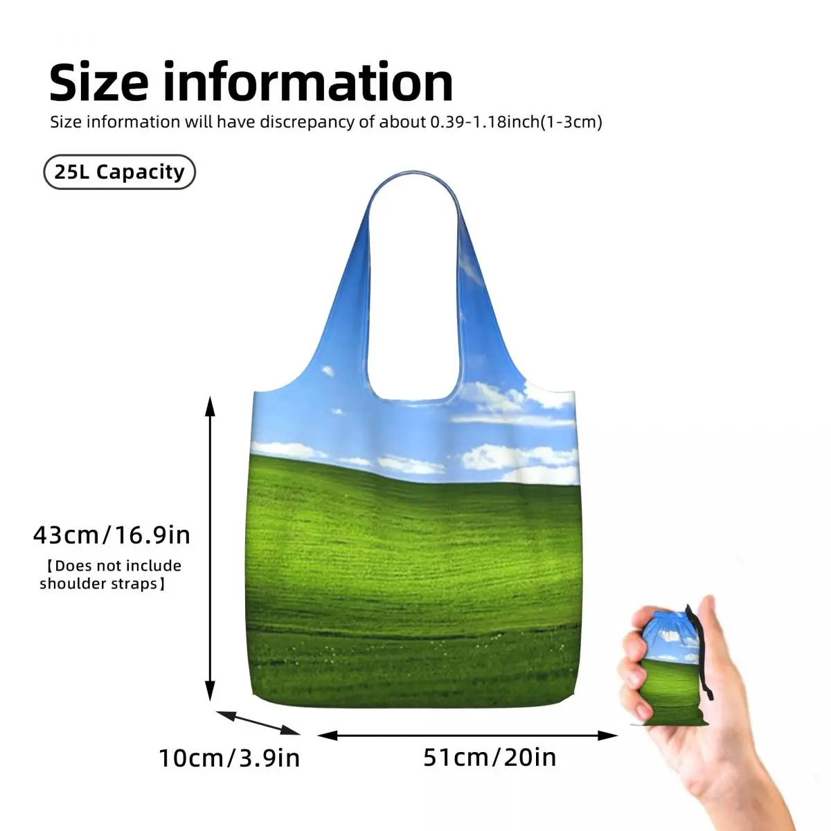 Windows XP Background Shopping Tote Bag Canvas Large Capacity Shoulder Bags Shopper Grocery Handbag for Women