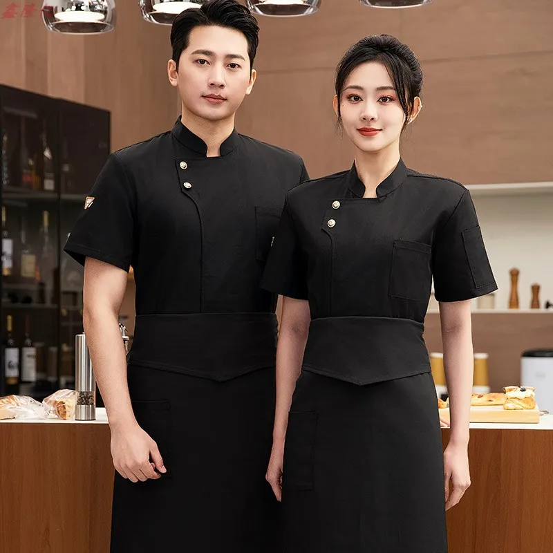 

Summer lightweight breathable mesh short-sleeve chef uniform for Western restaurants, steakhouses, hotels, and kitchen workwear
