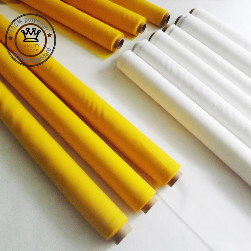 Free Shipping 77T 55um Polyester Screen Printing Mesh Fabric with White Yellow Clolor for Textiles/PCB/Glass/Leather Printing