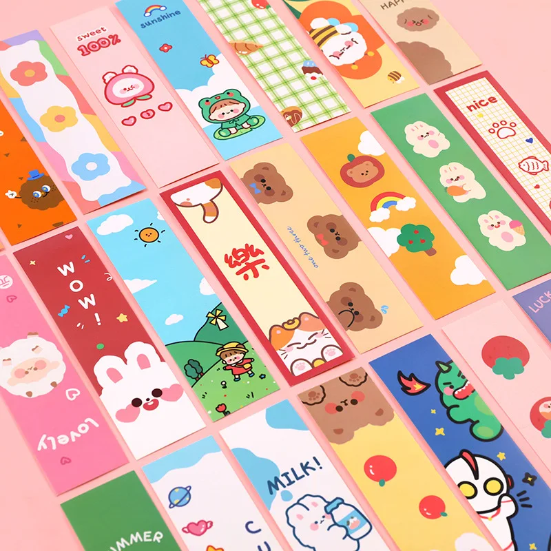 12 Pcs High Beauty Box Paper Bookmarks Student Ins Cute Cartoon Hand Account Card Reading Message Book Mark Page Sign Stationery