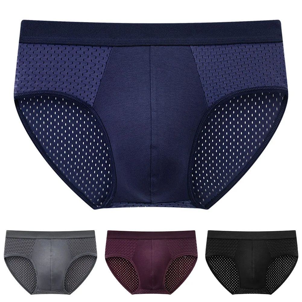 

Men's Underpants Ice Silk Underpants Black Breathable Briefs Classic Style Comfortable Fit Lightweight Material