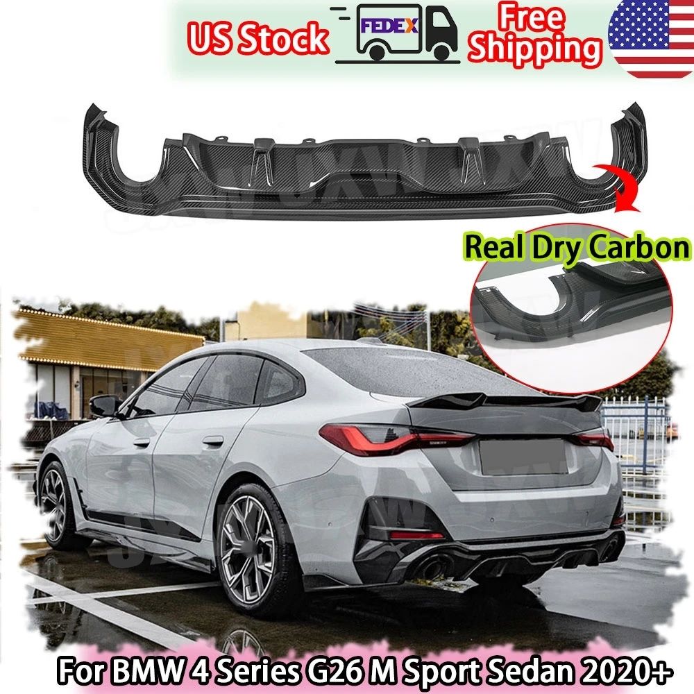 

Dry Carbon Fiber Black Rear Diffuser Lip Spoiler For BMW 4 Series G26 M Sport Sedan 2020+ Rear Bumper Diffuser Lip Accessories
