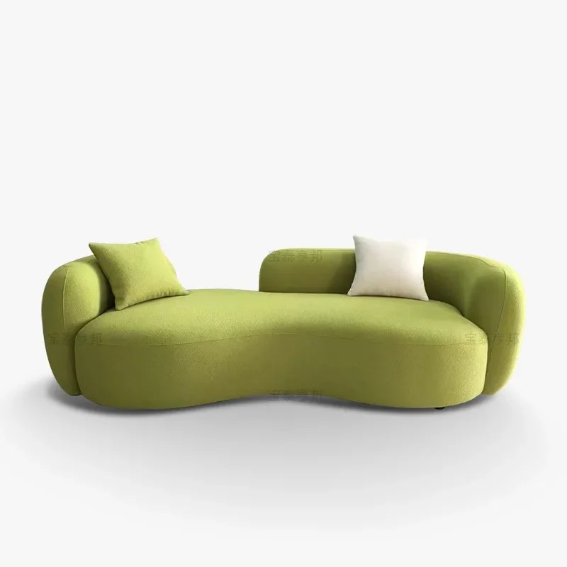 Pea fabric sofa, lamb's wool arc, special-shaped cream style, Internet celebrity designer model, simple and light luxury living