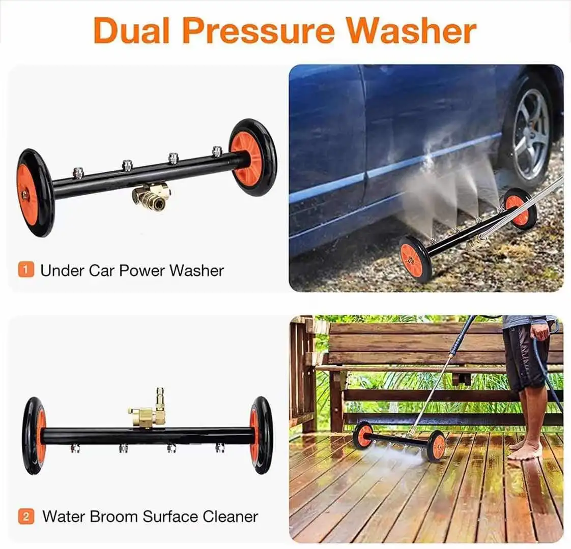 16 inch High Pressure Car Chassis Washer Under Body Cleaning Water Broom Brush Car Cleaner With 1/4 Connector 3 Wands Set