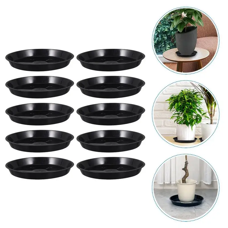 10Pcs Plastic Flower Pot Tray Large Saucer Drip Tray Flat Bottom Flowerpot Tray Indoor Flower Plants Round Coasters Planter