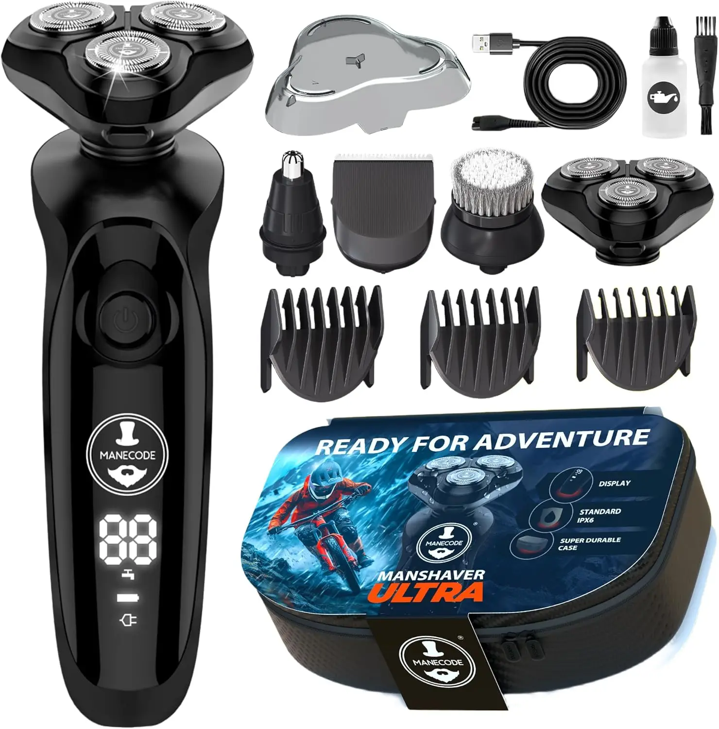 

Electric Razor for Men with Floating Contouring Technology and IQ Cleaning Sensor, Includes Travel Case