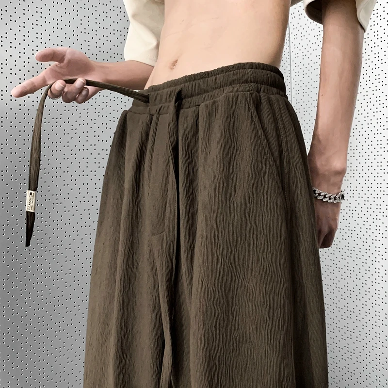 

Men's Summer Thin Ice Silk Cotton Linen Pants Casual Wide Leg Trousers Drapey Sle Loose Fit Comfortable Breathable Long Tro...