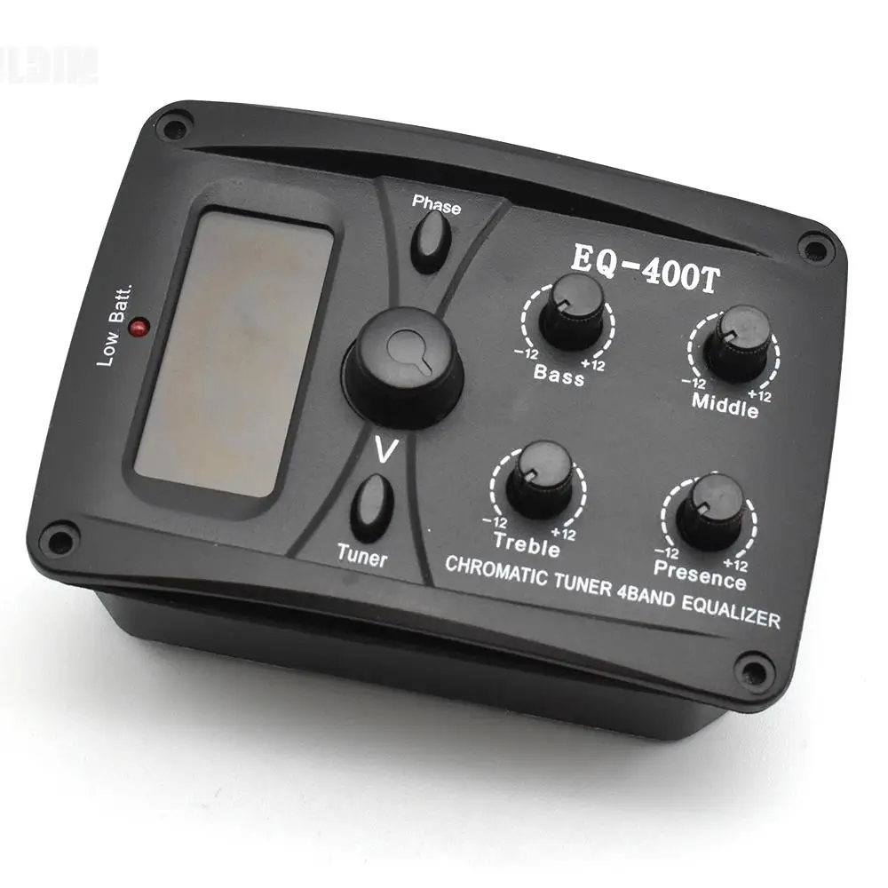 Acoustic Guitar Pickup 4 Bands EQ Equalizer Pickup Guitar Preamp Piezo Pickup with LCD Tuner Guitar Parts & Accessories