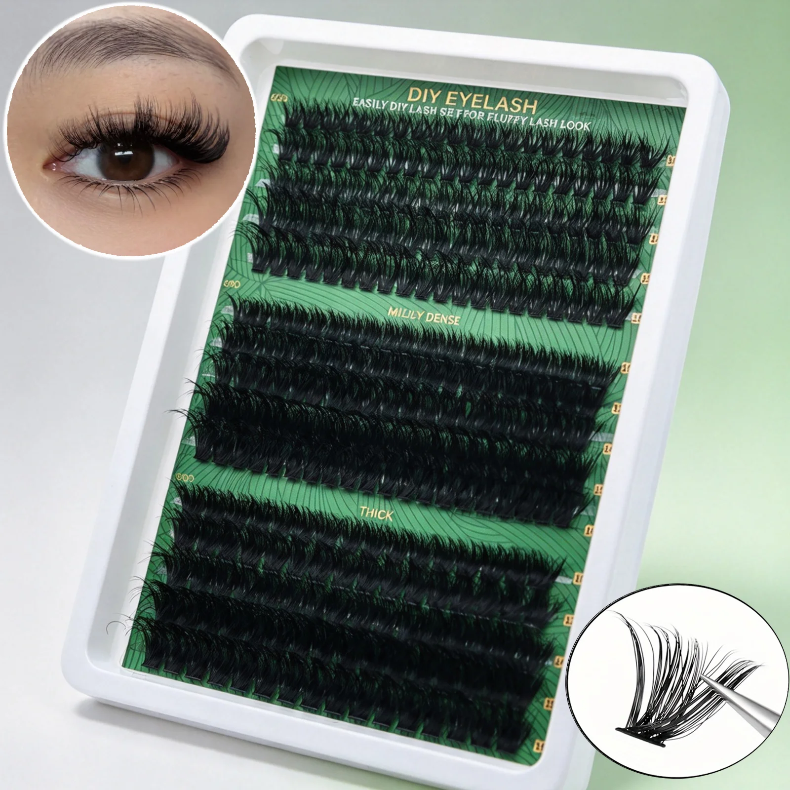 D Curl Cluster Wimpern, gemischte einzelne künstliche Wimpern, flauschig, dicht, DIY Wimpernverlängerung für zu Hause, Make-up – Detail 1